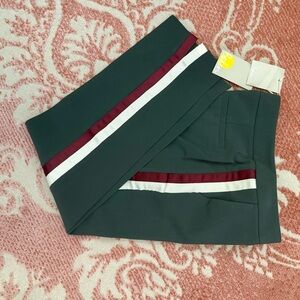 Boden Greenish Gray Slacks with Burgundy and Cream Stripes UK 6P US 2P NWT